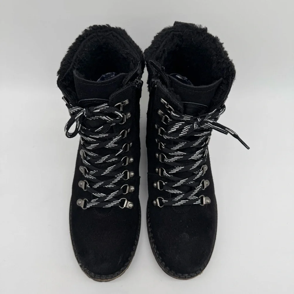 Pajar Black Leather Waterproof Lace Up Zip Ankle Boot Size 10